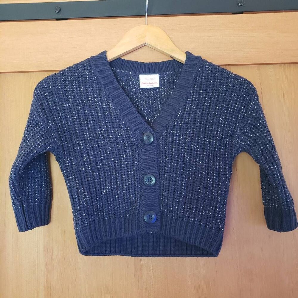 Hanna Andersson Navy Blue Sparkle V-Neck Cardigan Size 3